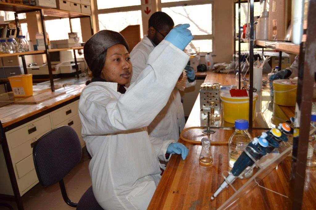 Team members in their state-of-the-are fully equipped laboratory at CUT, Bloemfontein campus diligently researching their new discovery!